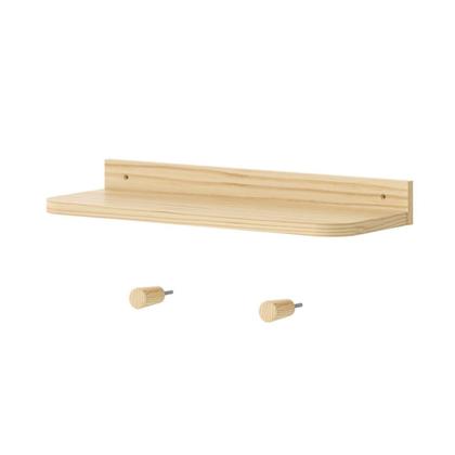 Imagem de Prateleira Decorativa 60cm com 2 Cabideiros Ponto Wave Casatema MadeiraOriginals Marrom