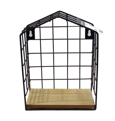Imagem de Prateleira decorativa aramado de metal e madeira 16x21x9cm