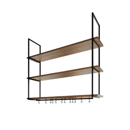 Imagem de Prateleira Decorativa Londres 120 Cm Preto e Imbuia