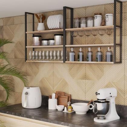 Imagem de Prateleira Decorativa Preto Madeira Maciça 80cm