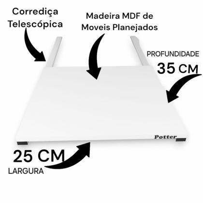 Imagem de Prateleira Deslizante sem Borda Organizador Telescópico Para Armário, Closet e Cozinha