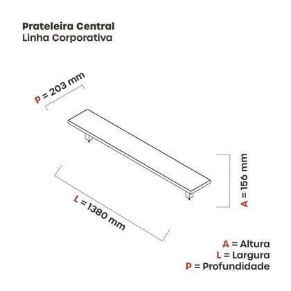 Imagem de Prateleira Divisor Central 1400x203mm PCCP140 Marrom/Walnut/Preto