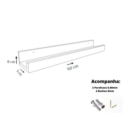 Imagem de Prateleira Esmalteria Simples 90 Cm Madeirado Em MDF