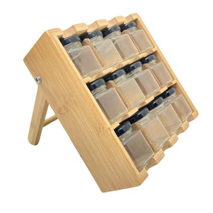 Imagem de Prateleira Especiairias Porta Condimento Tempero Bambu Articulável C/ 12 Potes Vidro Cozinha - Y888