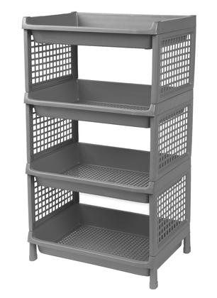 Imagem de Prateleira Estante De Plástico 4 Andares Multiuso Desmontável 40x28x70cm Elloplas - Cinza