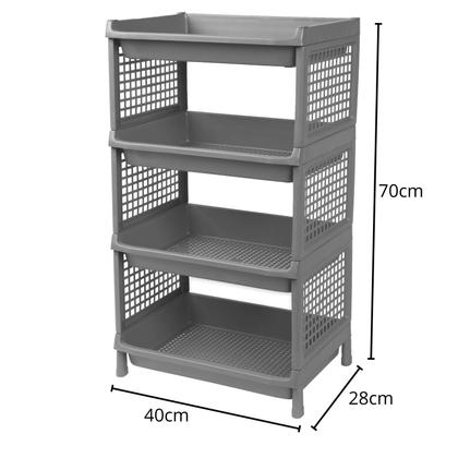 Imagem de Prateleira Estante De Plástico 4 Andares Multiuso Desmontável 40x28x70cm Elloplas - Cinza