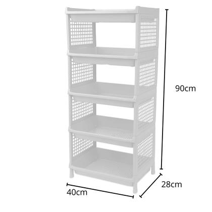 Imagem de Prateleira Estante De Plástico 5 Andares Multiuso Desmontável 40x28x90cm Elloplas - Branco