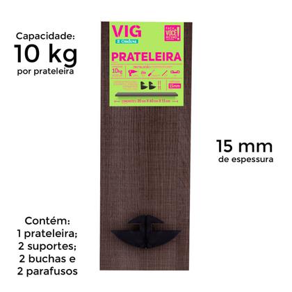 Imagem de Prateleira Estante Para Decoração Média 60 X 20cm Rústica Marrom