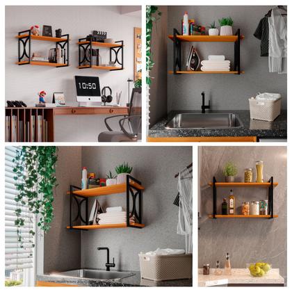 Imagem de Prateleira Estante Para Sala Cozinha Quarto Industrial Moderna 60cm Decorativa Multifuncional - JM3 Móveis
