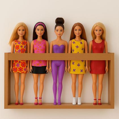 Imagem de Prateleira Expositora Para Coleção de Bonecas Barbie Nicho Organizador Bonecos Marvel Super Heróis MDF Madeira 55cm