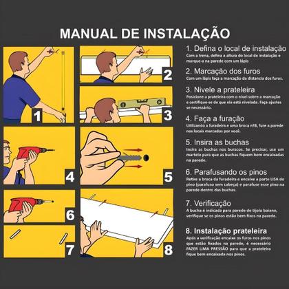 Imagem de Prateleira Flutuante de Quarto Infantil Kit 3 Suporte Invisível CP2 Yara Branco - Lumil