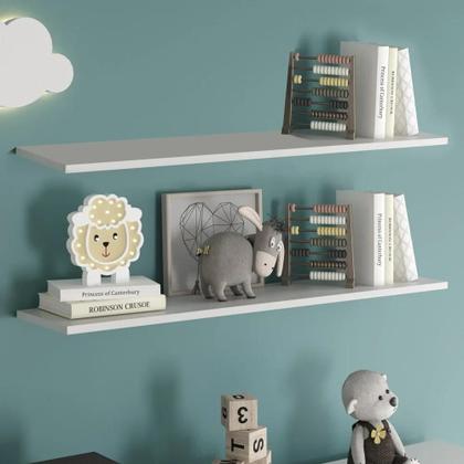 Imagem de Prateleira Flutuante de Quarto Infantil Kit 4 Suporte Invisível 68cm Yara Branco - Lumil