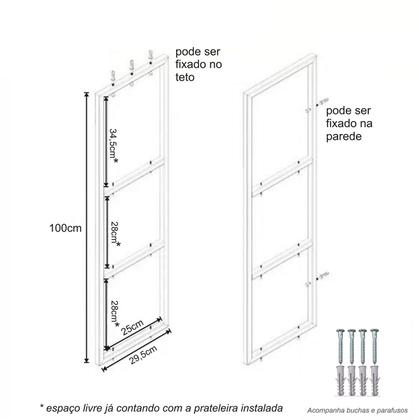 Imagem de Prateleira Industrial Cozinha Teto Parede Suspensa 68cm Mdf