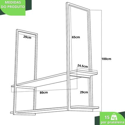 Imagem de Prateleira Industrial Dupla De Teto Para Cozinha 80cm PM SF