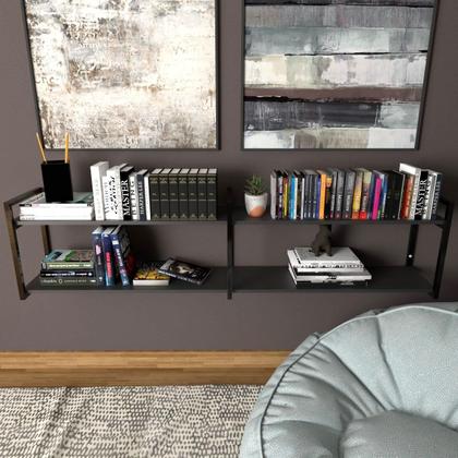 Imagem de Prateleira industrial moveis escritorio quarto estante infantil livro preto organizador brinquedos