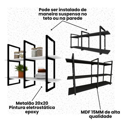 Imagem de Prateleira industrial moveis escritorio quarto estante infantil plantas branco ferro e madeira