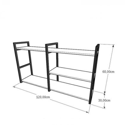 Imagem de Prateleira industrial para Sala aço cor preto prateleiras 30 cm cor branca modelo ind14bsl