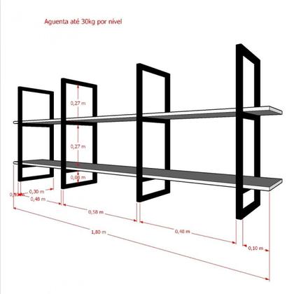 Imagem de Prateleira Industrial Suspensa Teto Cozinha pratileira prateleira mdf nicho industrial nichos para cozinha suporte