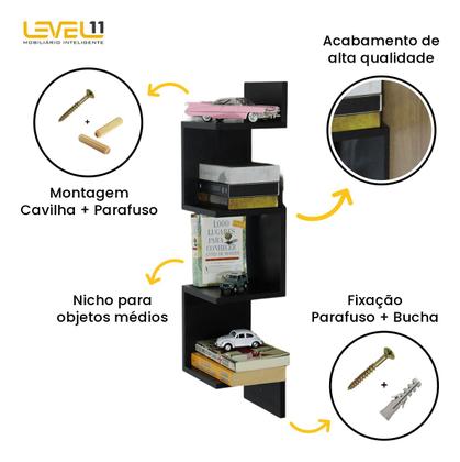 Imagem de Prateleira Nicho De Canto 20x20x86 Livros Decoração - Preto