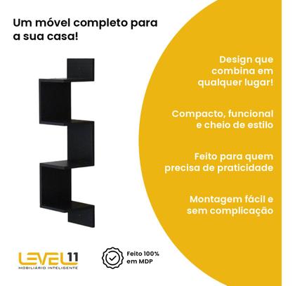 Imagem de Prateleira Nicho De Canto 20x20x86 Livros Decoração - Preto