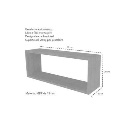 Imagem de Prateleira Nicho Modulo Retangular Branco Amadeirada 4un