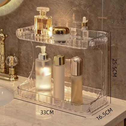Imagem de Prateleira Organizadora 2 Andares Maquiagem Perfumes Acrílico Transparente Quarto Cozinha