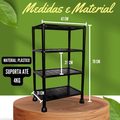 Imagem de Prateleira Organizadora Modular Estante  Multiuso 4 Andares De Plástico Preta 