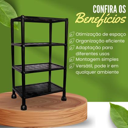 Imagem de Prateleira Organizadora Modular Estante  Multiuso 4 Andares De Plástico Preta 