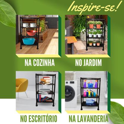 Imagem de Prateleira Organizadora Modular Estante  Multiuso 4 Andares De Plástico Preta 