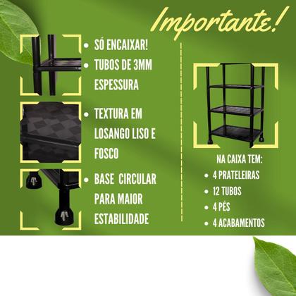 Imagem de Prateleira Organizadora Modular Estante  Multiuso 4 Andares De Plástico Preta 