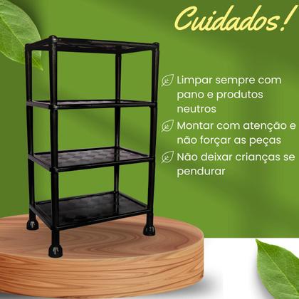 Imagem de Prateleira Organizadora Modular Estante  Multiuso 4 Andares De Plástico Preta 