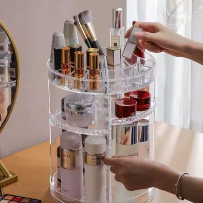 Imagem de Prateleira Porta Maquiagem 4 Andares Organizador Cosmeticos Giratorio Perfumes Suporte Acrilico Com