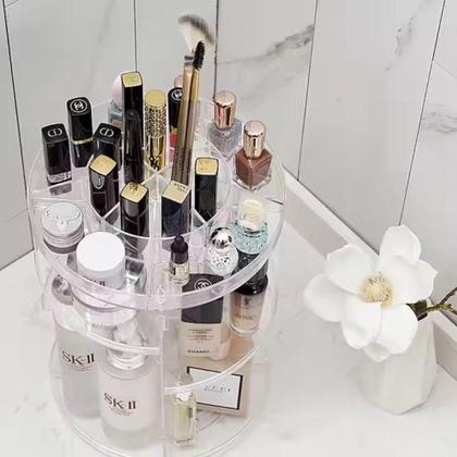 Imagem de Prateleira Porta Maquiagem 4 Andares Organizador Cosmeticos Giratorio Perfumes Suporte Acrilico Com
