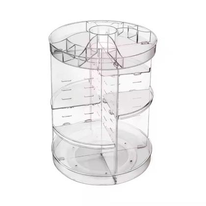 Imagem de Prateleira porta maquiagem 4 andares organizador de cosmeticos giratorio perfumes suporte acrilico com rotacao