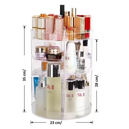 Imagem de Prateleira porta maquiagem 4 andares organizador de cosmeticos giratorio perfumes suporte acrilico com rotacao
