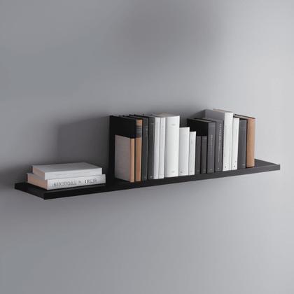 Imagem de Prateleira Preta 90x30cm MDF C/ Suporte Invisível Parede Quarto Sala