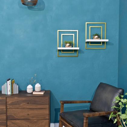 Imagem de Prateleira Quadro Nicho de Parede Decorativo Torun em Aço e MDF - Preta e Villandry