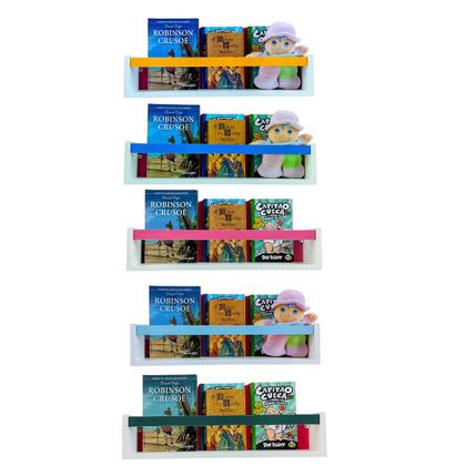 Imagem de Prateleira Revisteiro Infantil Mdf Colorido Nicho de Parede Organizador de Brinquedos 55cm