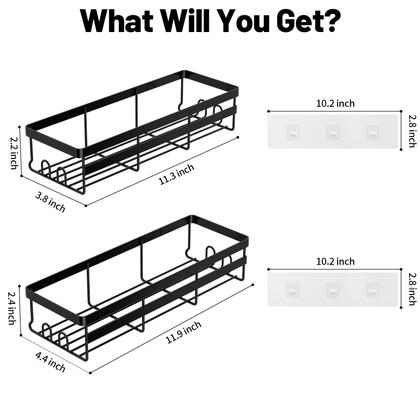 Imagem de Prateleira Shower Caddy, adesivo WOWBOX, pacote com 2 unidades, aço inoxidável, preto