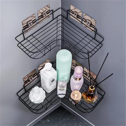 Prateleira Suporte De Banheiro Porta Organizador de Shampoo Sabonete Multiuso de Canto e Quina Com Adesivo Para Parede Cozinha De Metal - Importado Imagem de Prateleira Suporte De Banheiro Porta Organizador de Shampoo Sabonete Multiuso de Canto e Quina Com Adesivo Para Parede Cozinha De Metal