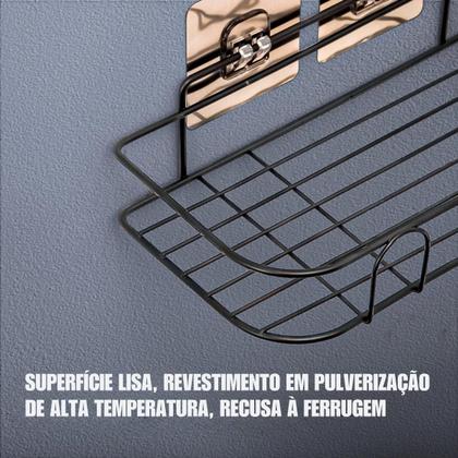 Prateleira Suporte De Banheiro Porta Organizador de Shampoo Sabonete Multiuso de Canto e Quina Com Adesivo Para Parede Cozinha De Metal - Importado Imagem de Prateleira Suporte De Banheiro Porta Organizador de Shampoo Sabonete Multiuso de Canto e Quina Com Adesivo Para Parede Cozinha De Metal