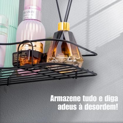 Prateleira Suporte De Banheiro Porta Organizador de Shampoo Sabonete Multiuso de Canto e Quina Com Adesivo Para Parede Cozinha De Metal - Importado Imagem de Prateleira Suporte De Banheiro Porta Organizador de Shampoo Sabonete Multiuso de Canto e Quina Com Adesivo Para Parede Cozinha De Metal