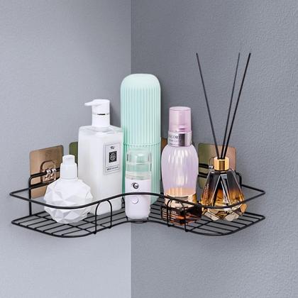 Prateleira Suporte De Banheiro Porta Organizador de Shampoo Sabonete Multiuso de Canto e Quina Com Adesivo Para Parede Cozinha De Metal - Importado Imagem de Prateleira Suporte De Banheiro Porta Organizador de Shampoo Sabonete Multiuso de Canto e Quina Com Adesivo Para Parede Cozinha De Metal