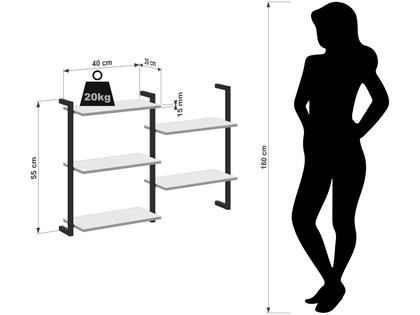 Imagem de Prateleira Suspensa MDP Branco e Preto D7 Home D-7003 40x50cm