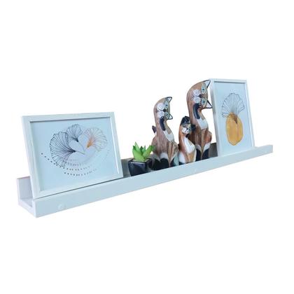 Imagem de Prateleira Suspensa Parede Porta Quadros Retratos Fotos Livros Lembranças Objetos MDF Branca 91cm