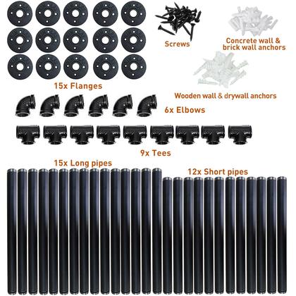 Imagem de Prateleira: Tubo de ferro industrial HITOMEN, 5 camadas, 55 cm de altura, 30 cm de profundidade