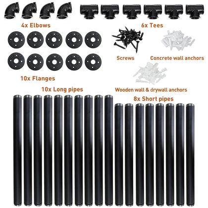 Imagem de Prateleira: Tubo de ferro industrial HITOMEN, 5 níveis, 140 cm de altura, preto