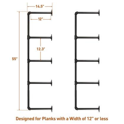Imagem de Prateleira: Tubo de ferro industrial HITOMEN, 5 níveis, 140 cm de altura, preto