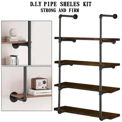 Imagem de Prateleira: Tubo de ferro industrial HITOMEN, 5 níveis, 140 cm de altura, preto