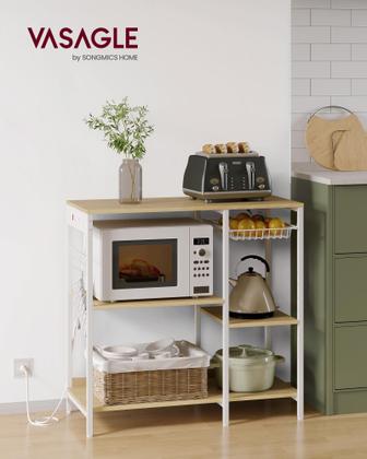 Imagem de Prateleira VASAGLE Baker's Rack com estação de carregamento Oak Beige 40x90x91cm